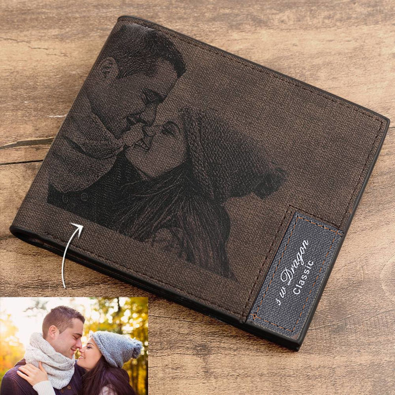 Men's Custom Inscription Photo Engraved Wallet Gifts For Him