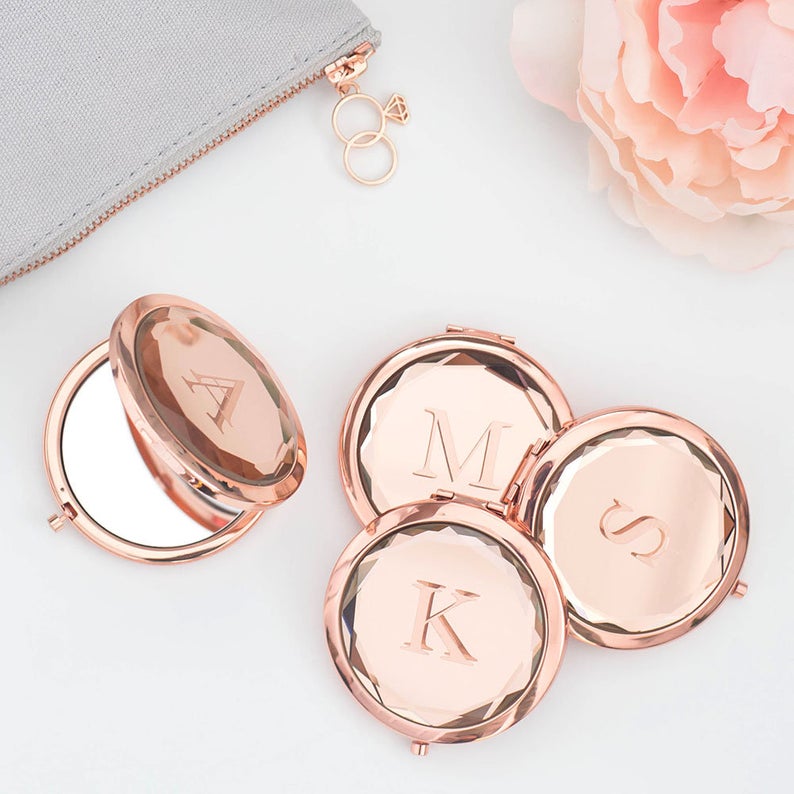 Decorative Compact Mirror Gift in Rose Gold