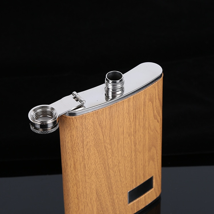 Wood Coated Hip Flask Gift Set