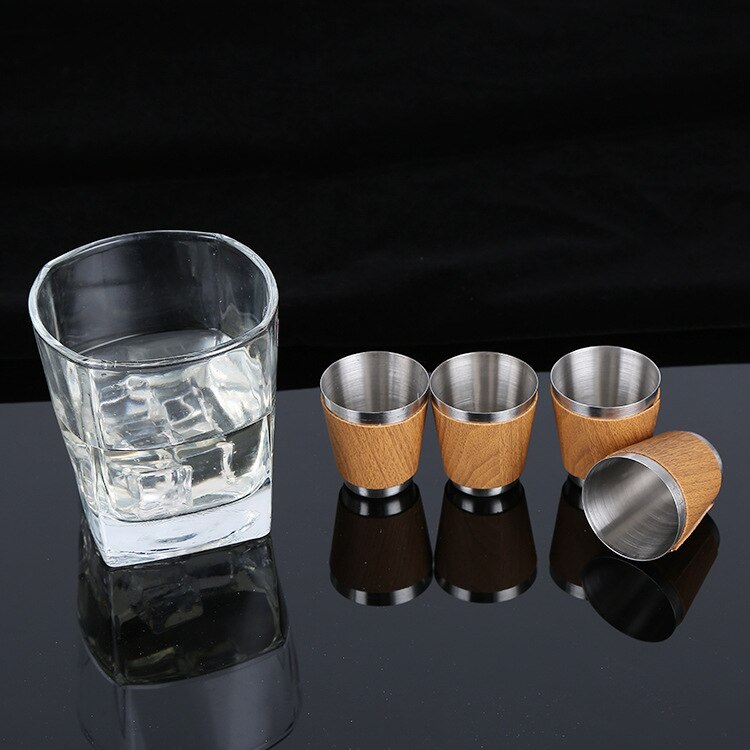 Wood Coated Hip Flask Gift Set