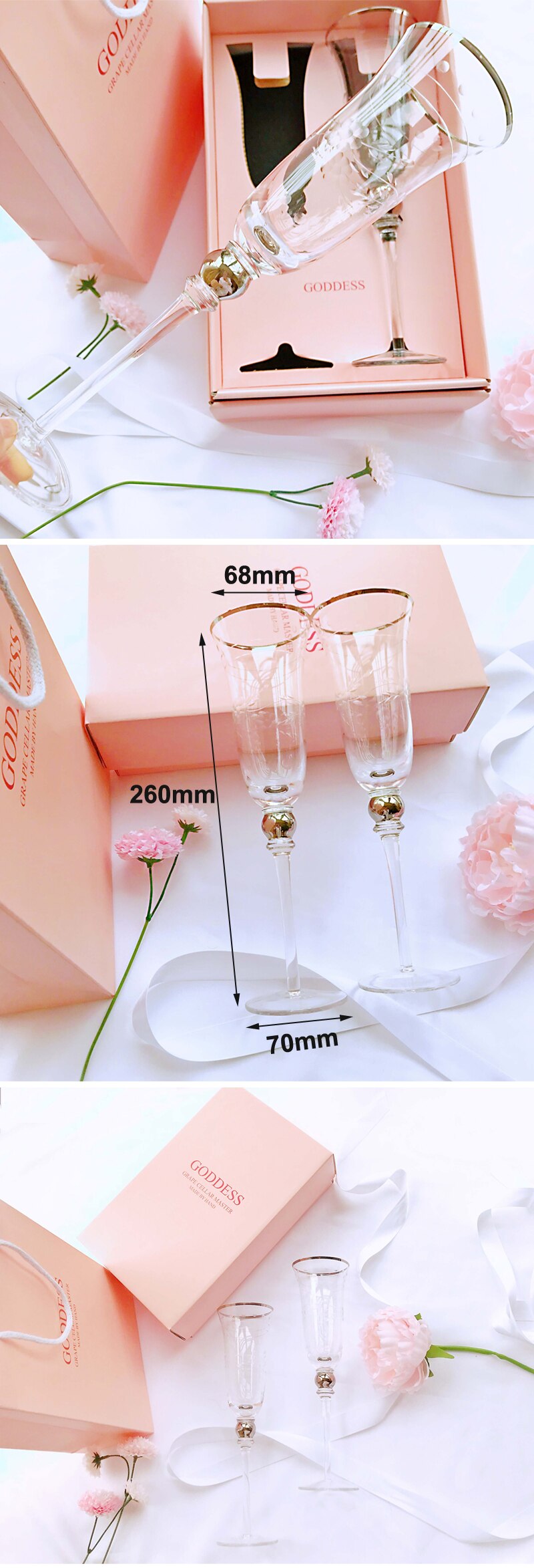 Set of Two Champagne Glasses with Gift Box