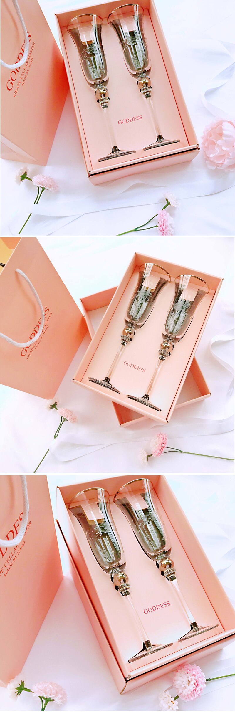 Set of Two Champagne Glasses with Gift Box