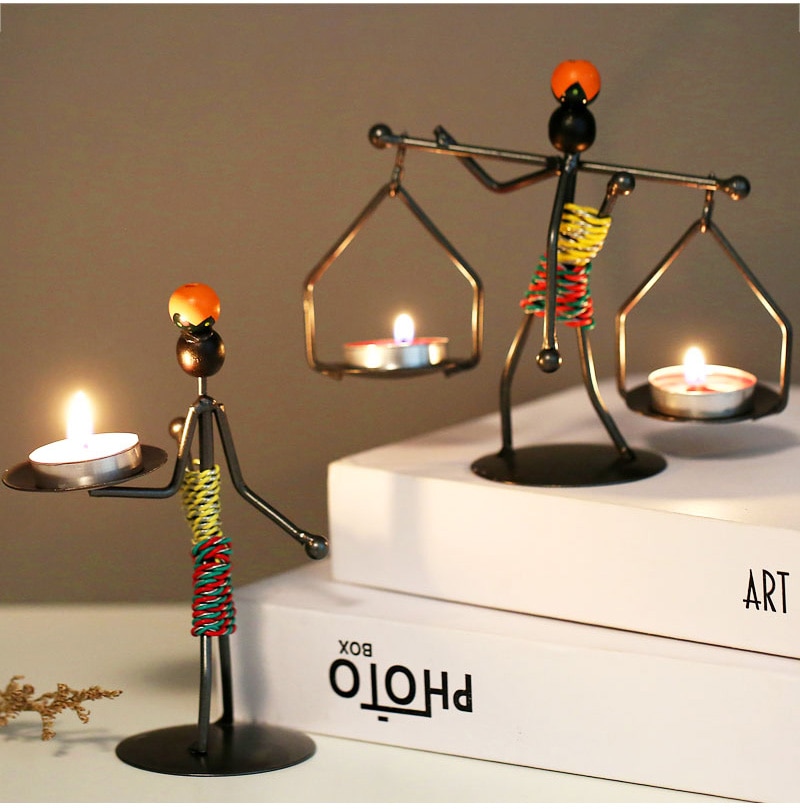 Abstract Metal Character Candle Holder