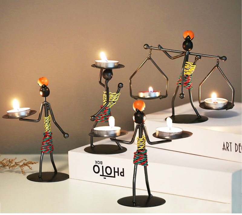 Abstract Metal Character Candle Holder