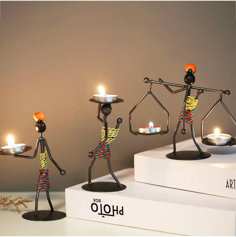 Abstract Metal Character Candle Holder