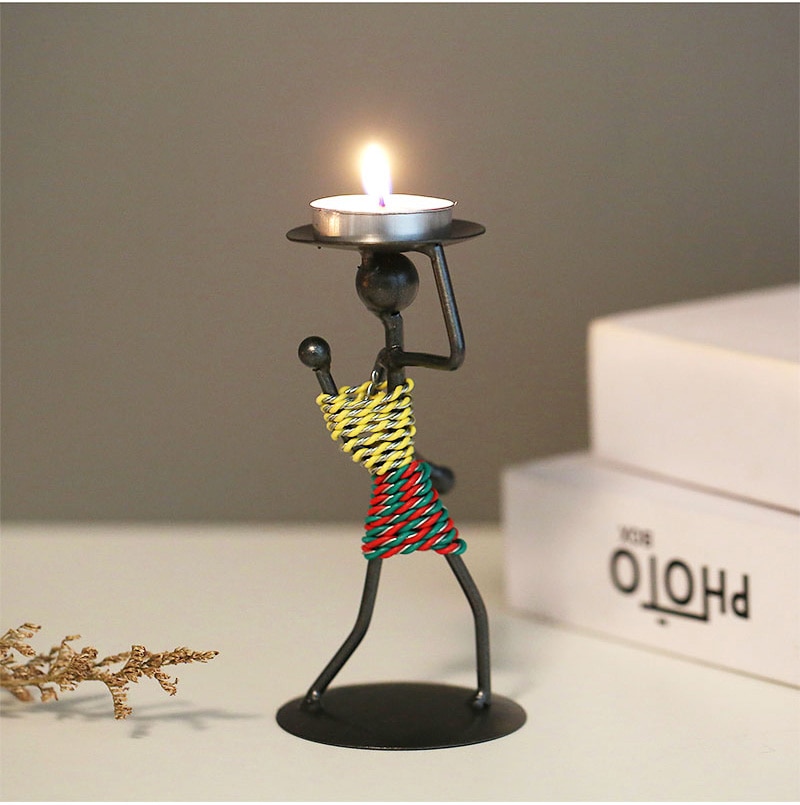 Abstract Metal Character Candle Holder