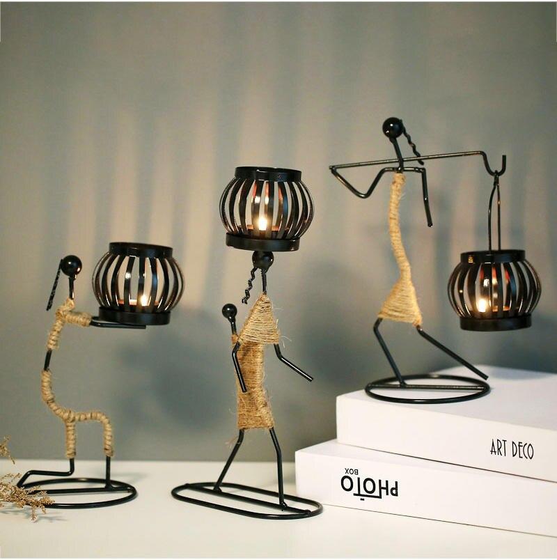 Abstract Metal Character Candle Holder