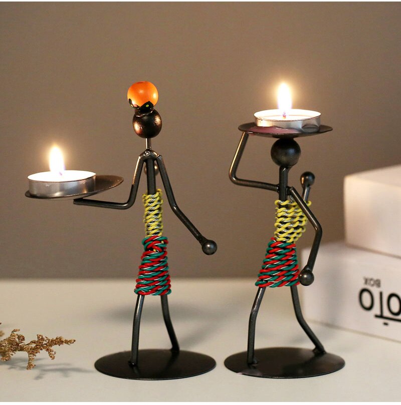 Abstract Metal Character Candle Holder